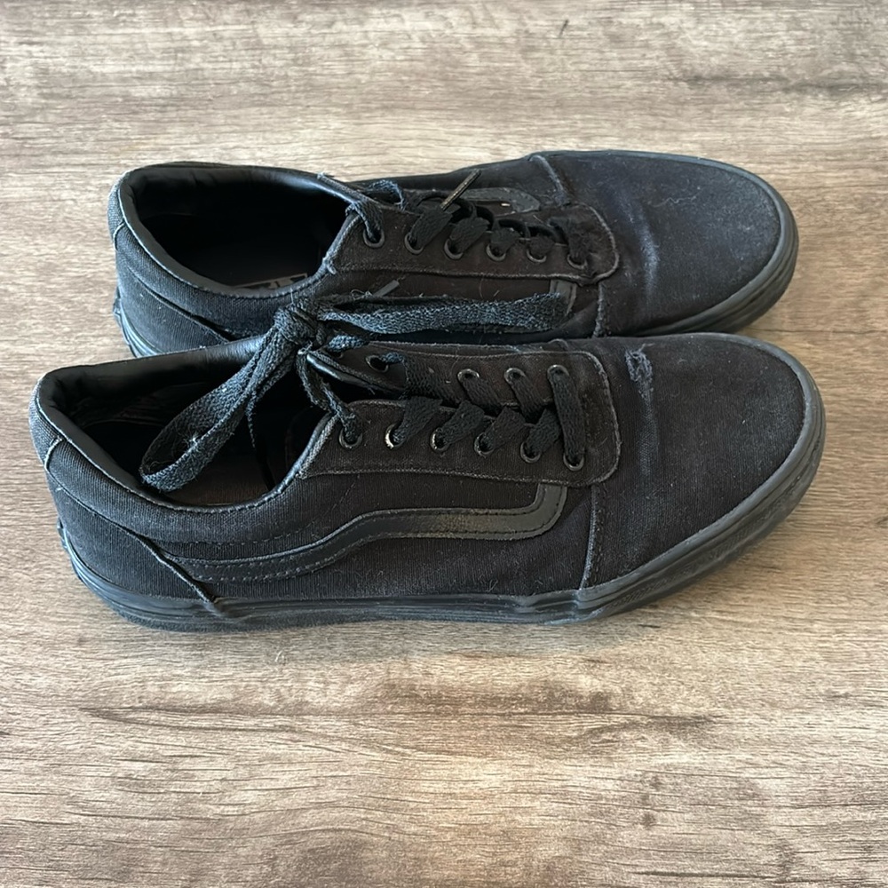 Vans all black lace up sneakers youth size 5.5